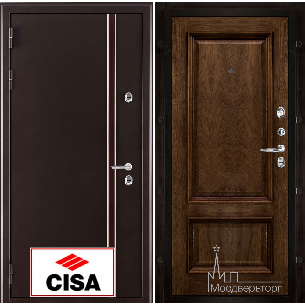 Дверь входная металлическая Норд (терморазрыв) панель Корсика бренди замки Cisa с перекодировкой