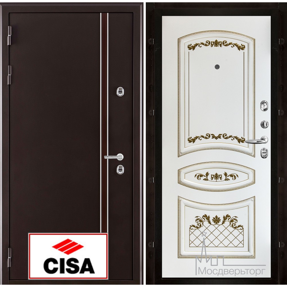 Дверь входная металлическая Норд (терморазрыв) панель Алина эмаль белая замки Cisa с перекодировкой