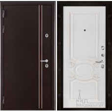 Дверь входная металлическая Норд (терморазрыв) панель Аристократ эмаль белая+патина капучино
