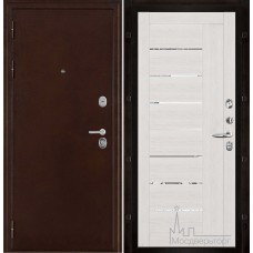 Дверь входная металлическая Феникс медный антик панель 2110 Капучино велюр с зеркальными вставками