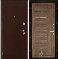 Дверь входная металлическая Феникс медный антик панель 2110 Серый велюр с зеркальными вставками