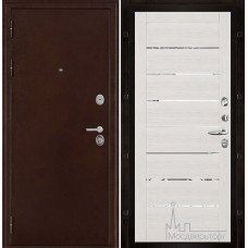 Дверь входная металлическая Феникс медный антик панель 2125 Капучино велюр с зеркальными вставками