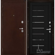 Дверь входная металлическая Феникс медный антик панель 2110 Шоко велюр с зеркальными вставками