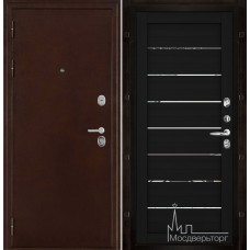Дверь входная металлическая Феникс медный антик панель 2125 Шоко велюр с зеркальными вставками