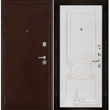 Дверь входная металлическая Феникс медный антик панель Аристократ эмаль белая + патина золото
