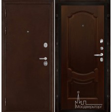 Дверь входная металлическая Феникс медный антик панель Монако Орех тон 2 натуральный шпон
