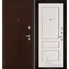 Дверь входная металлическая Феникс медный антик панель Вена белая патина тон 17 натуральный шпон
