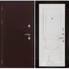Дверь входная металлическая Термо-3 медный антик панель Аристократ эмаль белая + патина золото