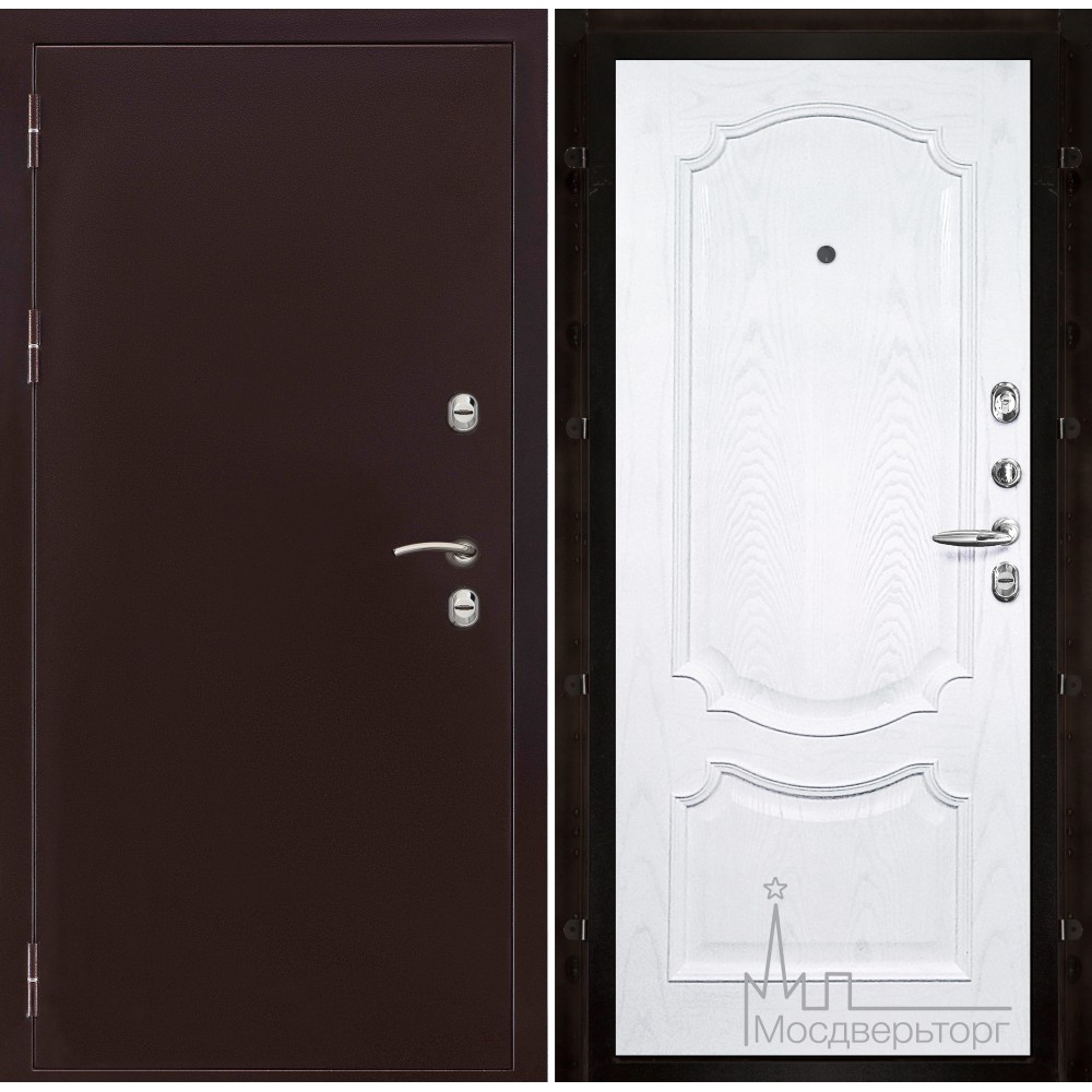 Дверь входная металлическая Термо-3 медный антик панель Монако ясень жемчуг натуральный шпон
