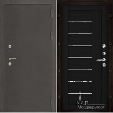 Дверь входная металлическая Термо-3 темное серебро панель 2110 Шоко велюр с зеркальными вставками