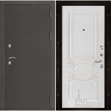 Дверь входная металлическая Термо-3 темное серебро панель Аристократ эмаль белая + патина золото
