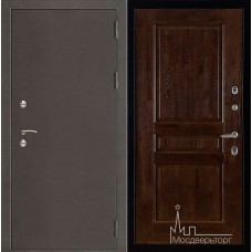 Дверь входная металлическая Термо-3 темное серебро панель Виктория античный орех массив дуба