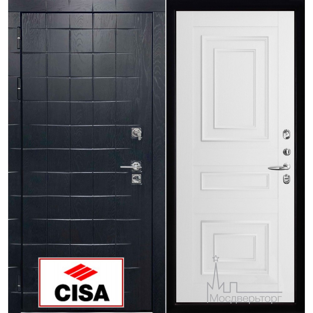 Дверь входная металлическая Сенатор плюс, панель 62001 серена белый с замком “Cisa”
