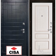 Дверь входная металлическая Сенатор-плюс, с замком Cisa панель Вена белая патина тон 17 натуральный шпон