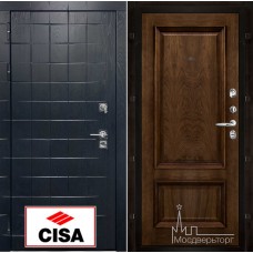 Дверь входная металлическая Сенатор-плюс, с замком Cisa панель Корсика бренди натуральный шпон