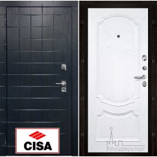 Дверь входная металлическая Сенатор-плюс, с замком Cisa панель Монако ясень жемчуг натуральный шпон