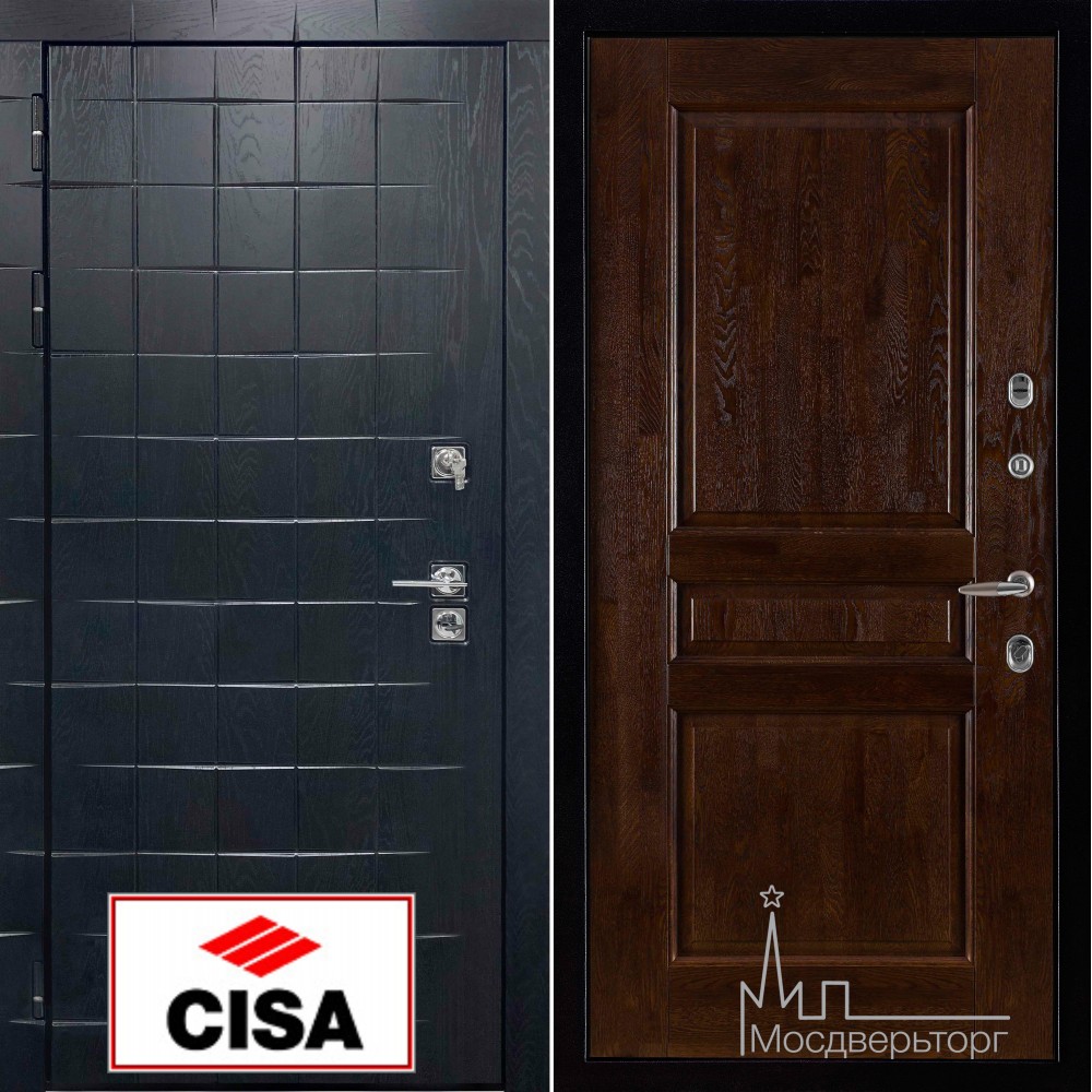 Дверь входная металлическая Сенатор-плюс, с замком Cisa панель Виктория античный орех массив дуба