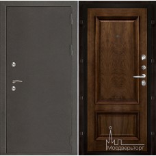 Дверь входная металлическая Термо-3 темное серебро панель Корсика бренди натуральный шпон