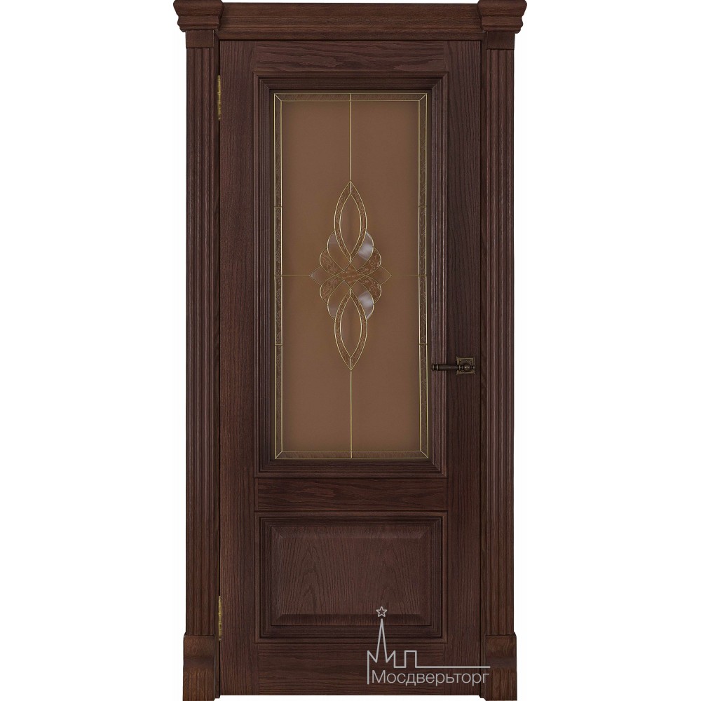Межкомнатная дверь Корсика, дуб Brandy, стекло 