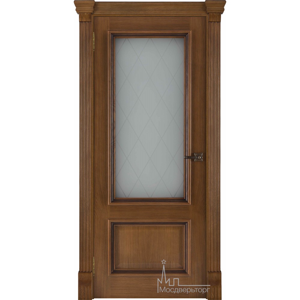 Межкомнатная дверь Корсика, дуб патина Antico, стекло 