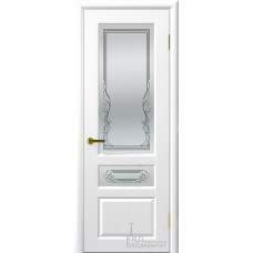 Межкомнатная дверь Валенсия-2 ясень жемчуг стекло