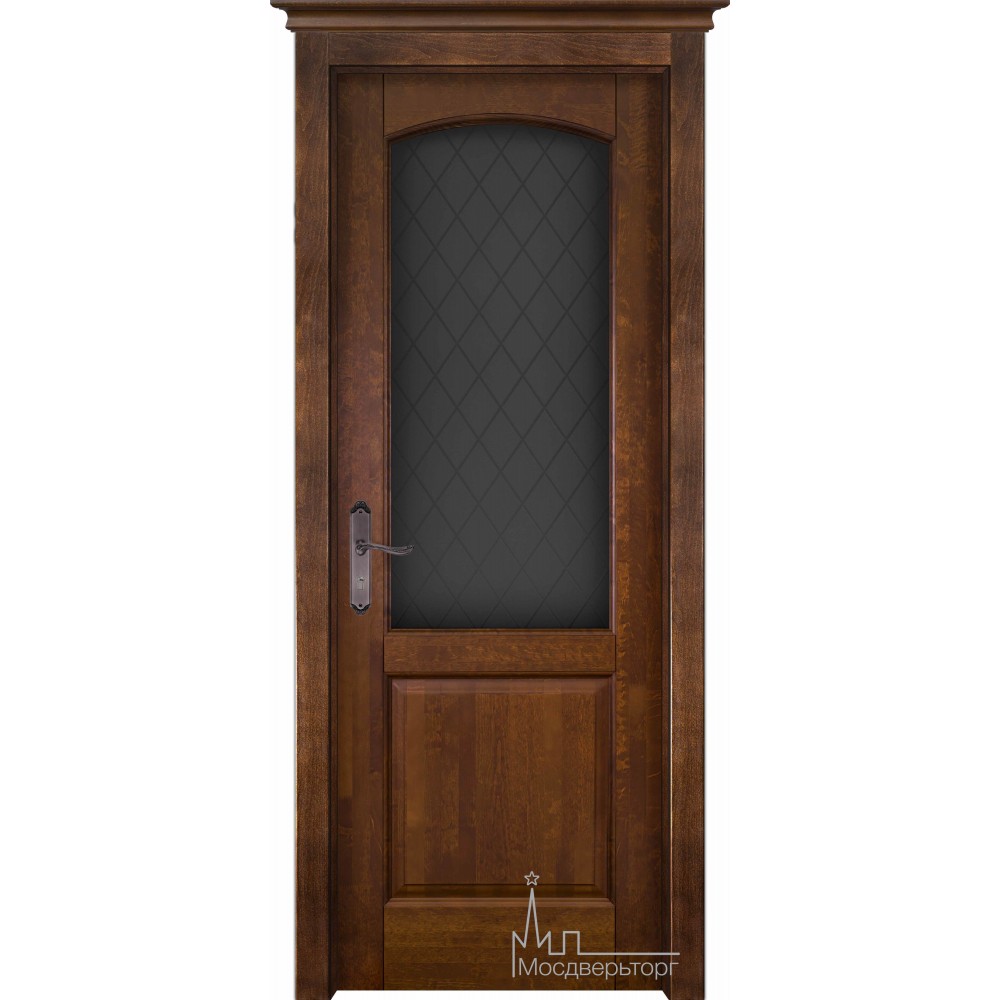 Межкомнатная дверь Фоборг массив ольхи, античный орех (стекло)