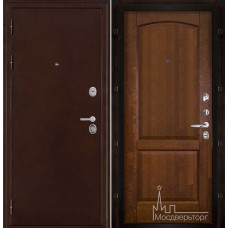 Дверь входная металлическая Феникс медный антик панель Фоборг античный орех массив ольхи