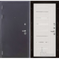 Дверь входная металлическая Колизей темное серебро панель 2110 Капучино велюр с зеркальными вставками