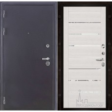 Дверь входная металлическая Колизей темное серебро панель 2125 Капучино велюр с зеркальными вставками