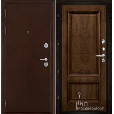 Дверь входная металлическая Феникс медный антик панель Корсика бренди натуральный шпон